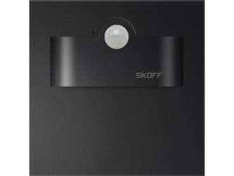 Oprawa schodowa z czujnikiem ruchu i zmierzchu Tango Short LED PIR 120 Skoff 1W 10V DC czarny mat b. niebieska