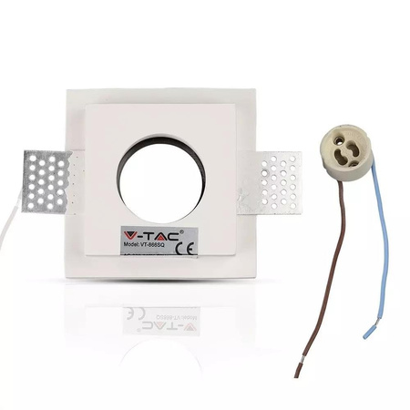 Oczko V-TAC GIPS GU10 Kwadrat Wpuszczane G-K Białe+Chrom VT-866-CSQ 5 Lat Gwarancji