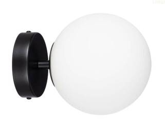 Kinkiet Milano black pojedyncza mleczna kula 1xE14