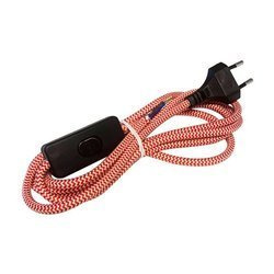 Przewód w oplocie 2,5m z włącznikiem biało - czerwony