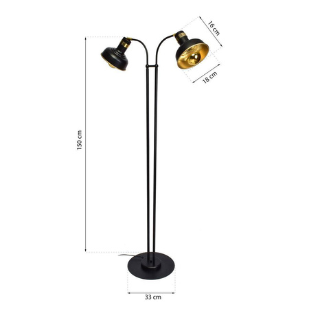 Lampa podłogowa MARGO BLACK/GOLD 2xE27