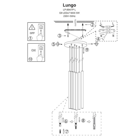  Lampa wisząca Lungo 7xG9 czarna