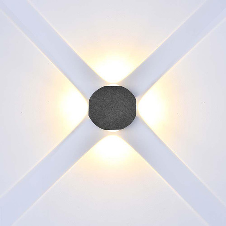 Oprawa Ścienna Góra Dół V-TAC 4W LED IP54 Czarna VT-2544 3000K 390lm