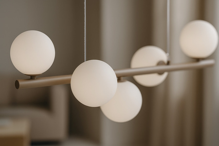 Lampa wisząca szklane mleczne kule 5xG9 K-5841 z serii ARDI beżowa