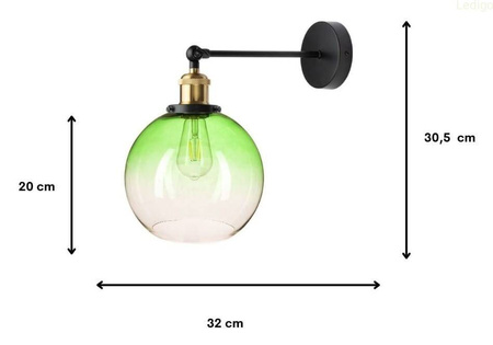 Kinkiet ścienny złota oprawa klosz zielony 20cm 1xE27