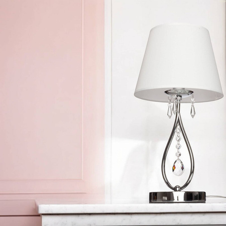 Lampka nocna stołowa lampa z abażurem chromowana Wenecja E14