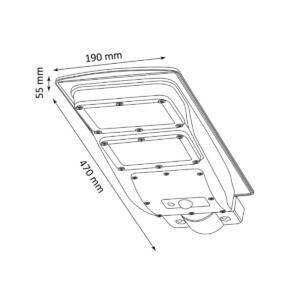 Naświetlacz Solarny LED STREET-6 z czujnikiem PIR, czarny + pilot