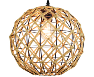 Lampa wisząca kula Boho E27 przeplatana sznurem jutowym 29cm