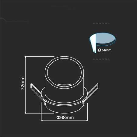 Oczko V-TAC GU10 Wpuszczane Białe+Złoty VT-974RD-W 3 Lata Gwarancji