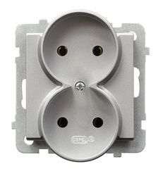 Gniazdo podwójne moduł bez ramki Ospel Sonata Srebrny Mat