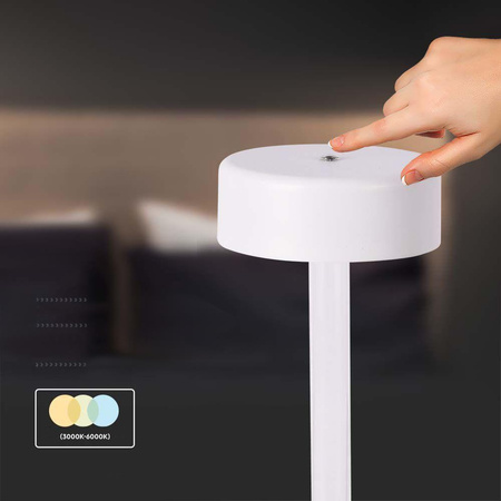 Lampka Biurkowa Nocna V-TAC 3W LED 23cm Ładowanie USB CCT Ściemnianie Biała 