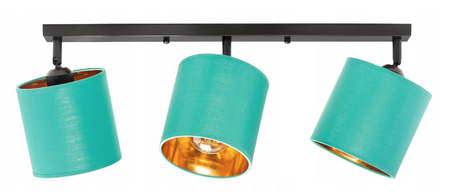 Lampa sufitowa reflektor 3xE27 listwa zielono złota 60cm