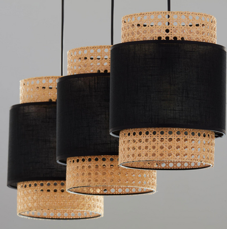 Lampa wisząca Boho Black 3xE27 listwa