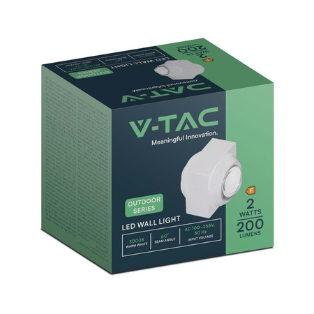 Oprawa Ścienna Góra Dół V-TAC 2W LED IP54 Biała VT-2503 4000K 200lm