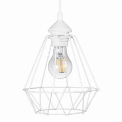 Lampa wisząca loft druciana DIAMENT biała