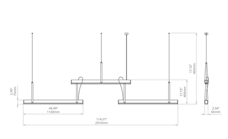 Kluś Lampa wisząca LED Tulip TU ADD ZW L=1131mm, mikropryzma liniowa, 76W, 4000K, DALI, SREBRNY