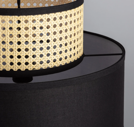 Rattanowa Lampa wisząca pleciona E27 czarna naturalna Boho