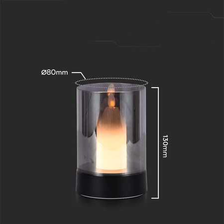 Lampka Nocna Światło Świecy V-TAC 3W LED Ładowanie USB Ściemnianie Czarna 