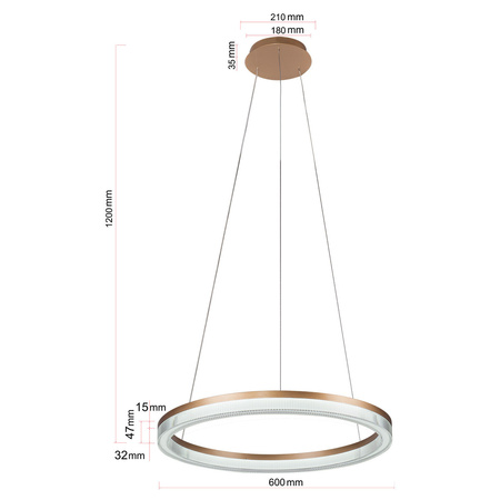 Light prestige Midway Cristal wisząca mała złota Triangle LP-033/1P S GD Cristal Triangle