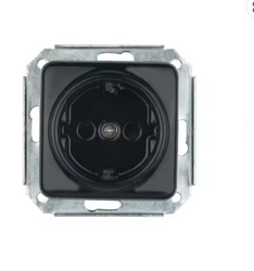 Gniazdo ceramiczne podtynkowe z uziemieniem Schuko czarne retro Kwadratowe bez ramki