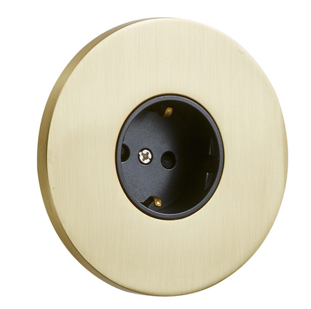 Gniazdo Schuko podtynkowe okrągłe metalowe TOGGLICA ROUND złoty szczotkowany