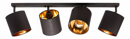 Lampa sufitowa reflektor 4xE27 listwa czarno złota 80cm