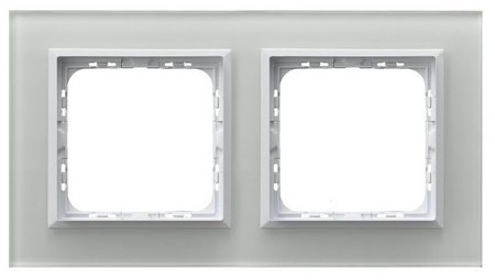 Ramka podwójna Ospel Sonata Białe Szkło