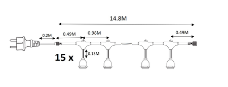 Girlanda świetlna 15 METRÓW BIAŁA (bez żarówek)