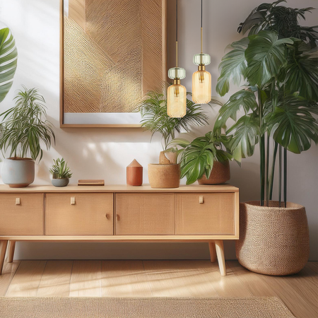 Szklana lampa wisząca MOLLY AMBER 1xE14
