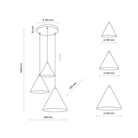 Lampa wisząca CONO Mix 3xE27 SML