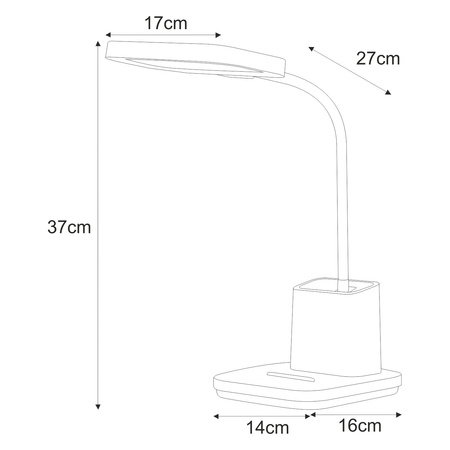 Czarna lampa biurkowa LED z pojemnikiem K-BL1301 CZARNY z serii TOLA