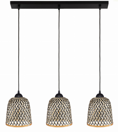 Lampa wisząca 3xE27 potrójna listwa czarna 