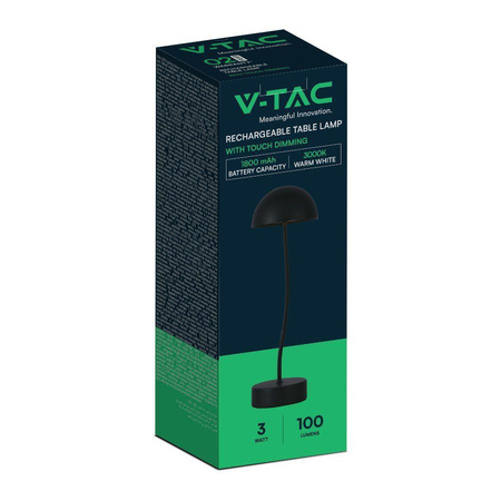 Lampka Biurkowa Nocna V-TAC 3W LED Ładowanie Ściemnianie Czarna 