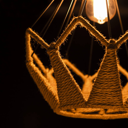 Lampa wisząca duża GEO BOHO sznur juta
