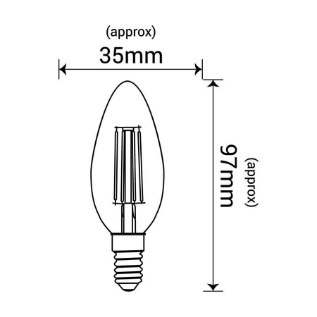 Filament  LED C37 świeca E14  4W 470lm 4000K