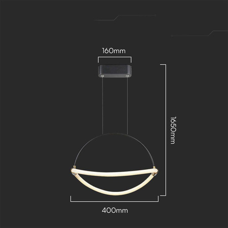 Oprawa Zwieszana V-TAC 12W LED 40cm Czarna VT-10124 4000K 1500lm