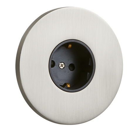 Gniazdo Schuko podtynkowe okrągłe metalowe TOGGLICA ROUND nikiel szczotkowany