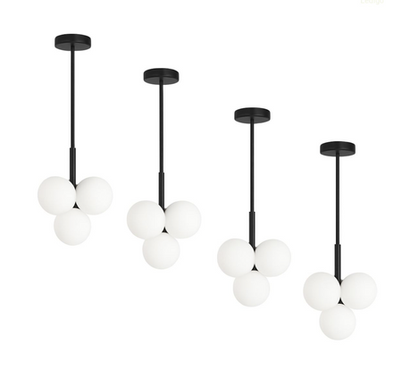 Lampa wisząca czarnaMilano Bubbles mleczne kule 4xE14