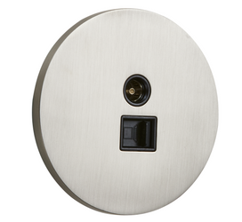 Gniazdo TV/RJ45 podtynkowe okrągłe metalowe TOGGLICA ROUND  nikiel szczotkowany