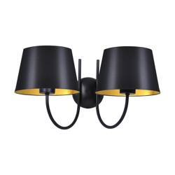 Czarno-złoty podwójny kinkiet ścienny z abażurem K-4338 z serii SASTO
