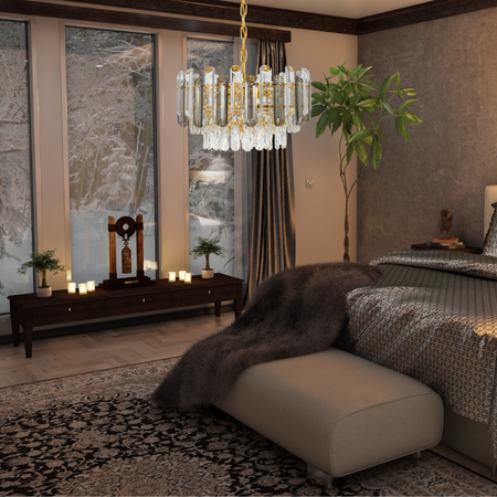 Lampa kryształowa luksusowa żyrandol Luxury  Gold Grey WSC022