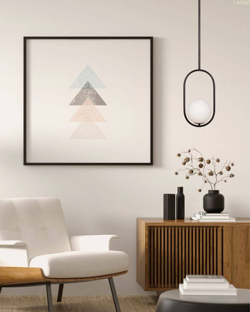 Lampa wisząca czarna Milano Ring kula mleczna 1xE14