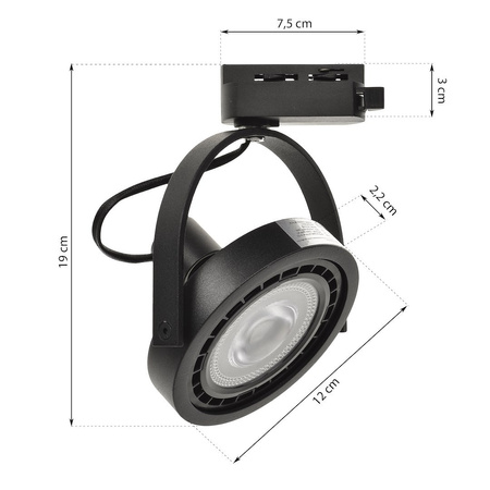 LUGAR BLACK track light 1xAR111 GU10