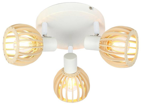 Lampa sufitowa Atarri Candellux 98-68118 plafon  biały drewno 3xE14