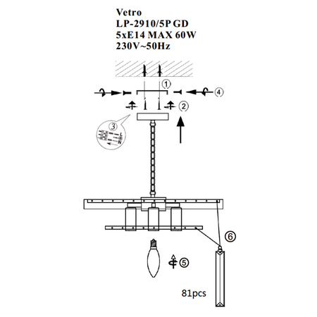 Vetro lampa wisząca LP-2910/5P
