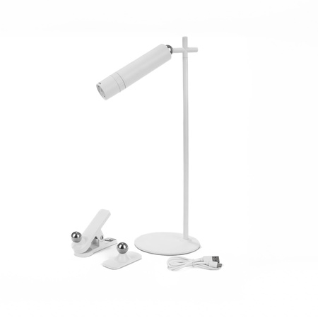 Lampka Biurkowa V-TAC 4w1 37cm Kinkiet Klips Latarka 3W LED Biała 