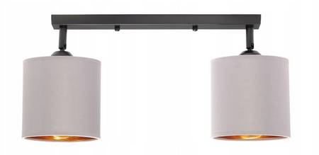 Lampa sufitowa reflektor 2xE27 listwa szaro złota 40cm