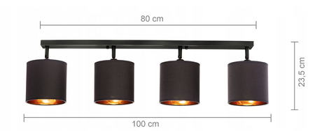 Lampa sufitowa reflektor 4xE27 listwa zielono złota 80cm
