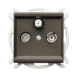 Gniazdo RTV-SAT przelotowe Ospel Sonata Czekoladowy Metalik