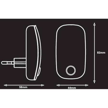 Lampka nocna wtykowa LED 0.3W 3lm z czujnikiem zmierzchu, prostokątna